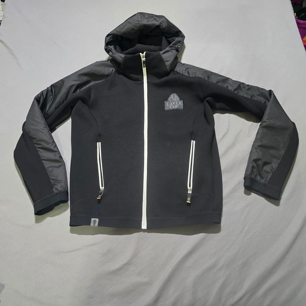 Laver Cup Full Zip Hooded Jacket Womens Medium Black Mixed Media‎ Tennis Sporty